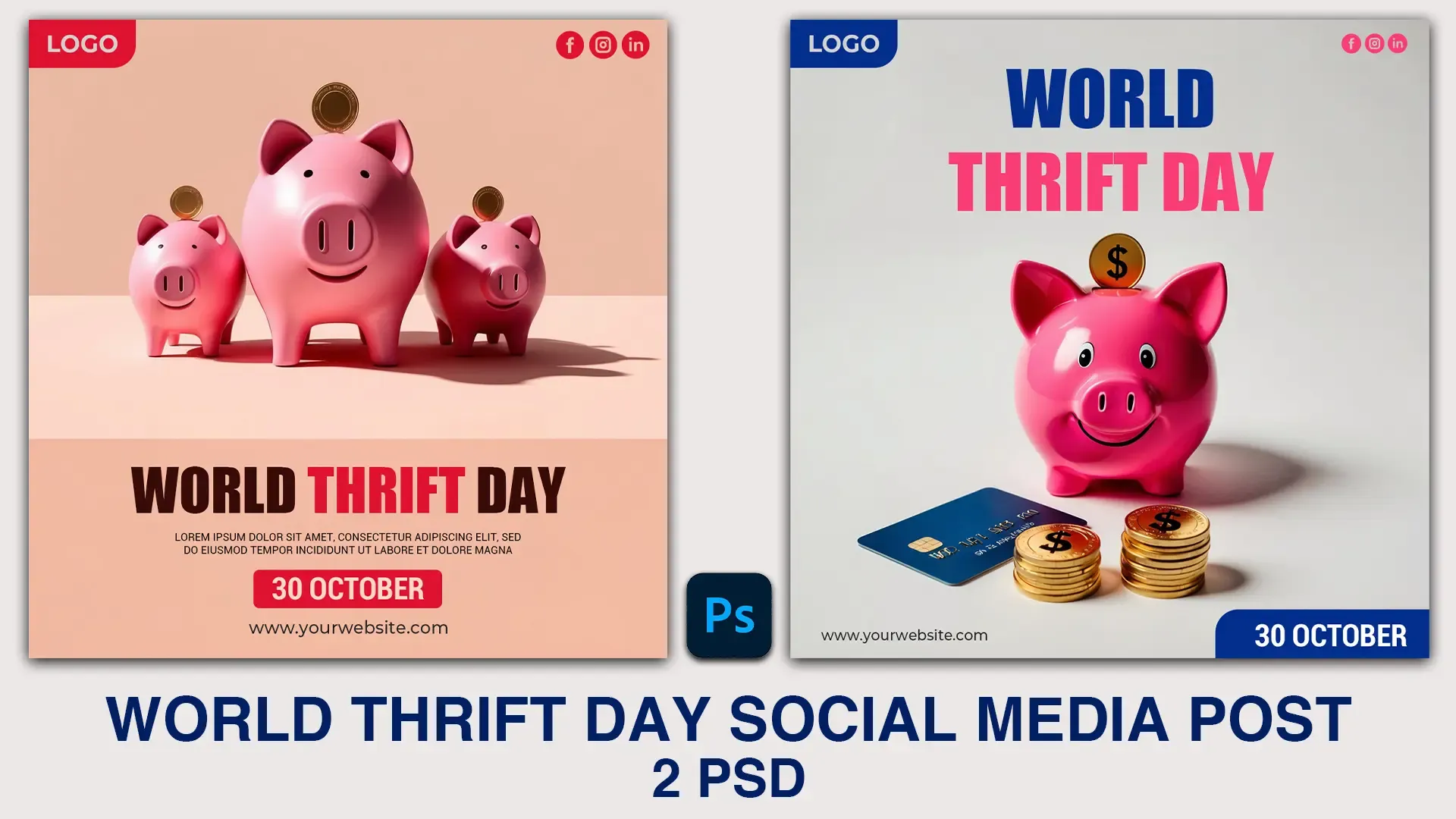 World Thrift Day Instagram Post PSD with Financial Growth and Savings Concept image